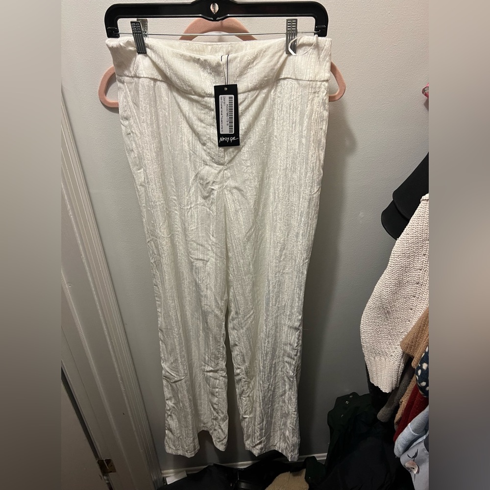 Crushed velvet wide leg trousers